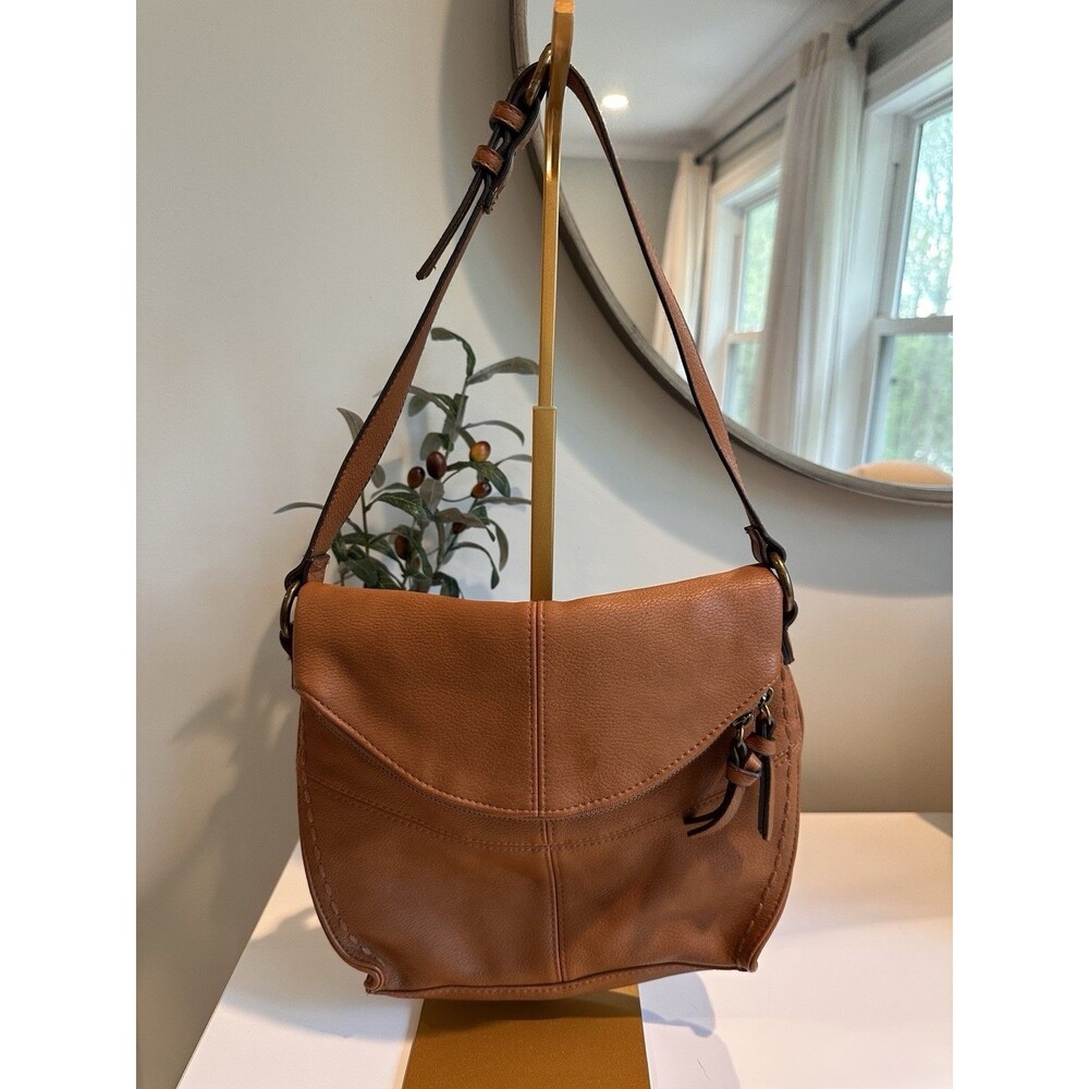Sonoma Goods for Life Cognac Faux Leather Hobo Shoulder Bag Pebbled Tan Boho